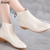 New Women Real Leather Ankle Boots Soft Bottom Zipper Shoes Woman Winter Warm Shoes Fashion Short Boots Big Size