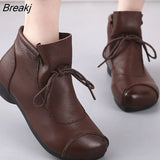 Woman 2021 Soft Plush Ankle Boots for Women Fashion Lace up Autumn Shoes Wedge Heel Female Boot Leather Platform