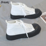 Women Sneakers Canvas Casual Shoes Ladies Fashion New Casual High-Top Shoes Women's Platform Flats Vulcanized Shoes Korea