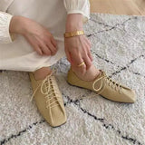 Breakj Design Sense Of Small Single Shoes Spring And Summer New Simple Versatile Fold Line Square Head Flat Strap Single