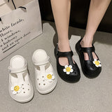 Comfort Shoes for Women Female Sandal All-Match Clogs Wedge 2023 Summer Two Weare Medium Girls Closed Fashion Platform