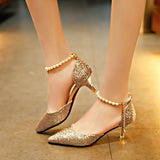 Pointed Toe Wedding Bride High Heels Shoes Female Party Mules Elegant Women Pumps Designer Shoes Sexy Dress