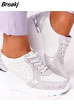 Women Sneakers 2023 Leopard Print Lace-Up Women's Vulcanize Shoes Platform Sports Ladies Sneakers Breathable Plus Women