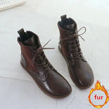 Retro Short Boots Brogue Women Shoes Original Handmade Soft Soled Mori Girl Lace-Up College Style Casual Ankle