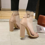 High Heeled Sandals Women Large Size 34-43 Fashion Summers Shoes Open-toe Ankle Buckle Solid Heels Sandals Casual