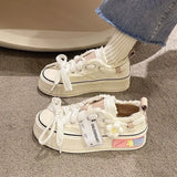 Womens Flat Sneakers New Style Breathable Floral Canvas Shoes Autumn Thick Platform All-match Student Sneakers Zapatillas
