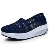 Women Shoes 2023 Fashion Mesh Breathable Sport Sandals Summer Wedge Platform Lace Sneakers Female Weave Casual Shoes