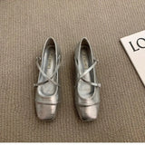 Jane Shoes for Women 2024 Retro Medium Heeled Women's Single Shoes Soft and Comfortable Red Ballet Shoes Zapatos De