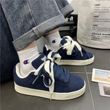 Breakj New Spring Board Shoes Women Comfortable And Generous Versatile Solid Color Lace Commuting Fashion Wear Running