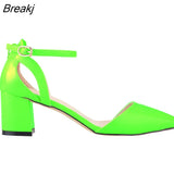 Women Sandals 5cm Single Work OL Thick Hight Heels Pointed Toe Sandal Sexy All-match Casual Party Wedding