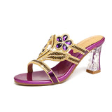 New High-Heeled Diamond Sandals In Summer Wear Slippers With A Thick Heel And A Fish Mouth With A Medium