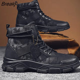Quality Canvas Men Boots Lace Up Male Canvas Shoe Ankle Cowboy Motorcycle Boots Fashion Military Desert