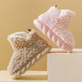 Women Warm Fur Slippers Winter New Thickened Cotton Shoes Indoor Outdoors Female Anti-slip Plush Snow Boots Fluffy