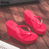 New Womens Shoes Comfort Summer Women Wedge Platform Slippers Outdoor Sports Beach Flip Flops Opened Toe Casual