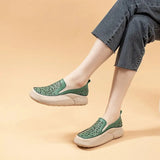 Women Hollow Sneakers 2023 Summer Thick Bottom Mixed Colors Genuine Cow Leather Platform Vulcanized