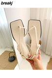 Strap Women Sandals Brand Narrow Band Slide Beach Flip Flops Slingback Sandal Open Toe Low Heel Shoes Sandalias Mujer