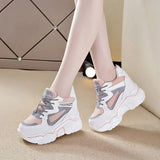 High Heel Sneakers Women's Chunky Shoes Wedge Sneakers Girls Pink Platform Tenis Trainers Woman Thick Soled Shoes