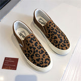 Women Sneakers Leopard Canvas Lace Up Ladies Flats Outdoor Running Walking Shoes Comfortable Breathable Female