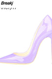 Women Pumps Light Purple Patent Leather Pointed Toe Women Shoes High Heel 12 cm Stiletto Party Shoes Women QP017