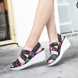 New Wedge Platform Weave Sandals Fashion Peep Toe Comforty Breathable Mom Shoes Female Casual Thick Bottom Sandalias