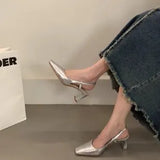 Thick-Heeled Sandals 2024 Spring And Summer Korean Version Of The New Medium-Heeled Lacquered Leather High-Heeled Shoes Tripped With Bright Leather