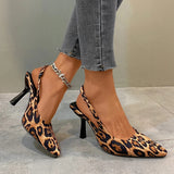 Women's Summer New Sexy Pointed Toe Simple Solid Color High Heels PU Leather Outdoor Casual Party Dress Women's