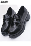 Women girl Uniform Shoes Uwabaki Japanese JK Round Toe Women Girls School Students Lolita Black Brown Cosplay Shoes Rubber