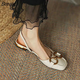New Summer Elegant Office Ladies Shoes Women Casual Shoes Square Heel Sandals Slip on Woman Flats Vintage