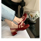 Women Sandals Summer Shoes Woman low heels Double Buckle Mary Janes Shoes Patent Leather Dress Shoes Back Strap Zapatos