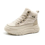Women Winter Shoes Short Plush Platform Sneakers Vulcanize Lace-up Women Keep Warm Snow Botines Female 2023 Luxury Botas