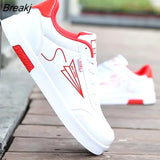 Men Shoes Spring Autumn Casual imitation leather Flat Shoes White Print Male Sneakers tenis masculino adulto