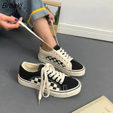 Plaid Women Sneakers Flats Casual Vulcanize Basket Femme Sports Shoes Spring Tennis Female Kawaii Canvas Harajuku