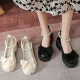 lolita Mary Jane Shoes platform shoes Women Spring Solid Color Thick Bottom Light Leather Shoes Tacones Plataforma