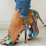 Women Pumps New Shoes Sexy High Heels Ladies Party Stiletto & Enlargers Female Silver Wedding Snake Print Heels Zapatos