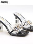 Slides Shoes Womens Slippers Outdoor Pantofle Heeled Mules Low Jelly 2023 High Thin Basic Rubber Crystal Sexy Rome