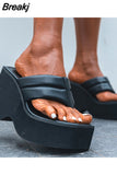 2023 Summer Chunky Platform Woman Mules Shoes Slides Platform Wedges Leisure Comfy Outdoor Slippers Woman Beach