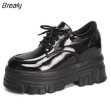 Autumn Women Platform Sneakers Chunky Ulzzang Fashion Ladies Casual Shoes Woman Leather Tenis Female White Black 6cm