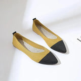 Women Pointed Toe Shallow Flat Shoes Mesh Loafers Soft Bottom Ballet Flats Classic Moccasins Knit Dress Shoes