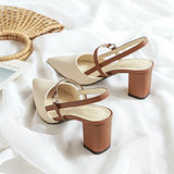 Shoes for Pumps Summer Elegant Chunky High Heels Pointed Toe Baotou Solid Ladies Shoes Female Sandals Zapatillas