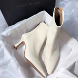 Breakj Version Of Fashion Women's Boots French Temperament Sharp Head And Then Zipper Show Thin Boots Women's Short Boots Autumn And Winter Single Bare