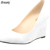 Sexy Pointed Wedge High Heels Women Pumps Faux Suede Spring Autumn Wedding US Size 5-10 Black Office Lady