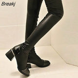 Women Boots Autumn Winter Cotton Warm Knee-high Long Boots Woman Elasticity Sexy Heel Height Shoes Ladies Fashion Casual