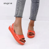 Women's Sandals Woman Peep Toe Sandals Female Elegant Flat Shoes 2023 Ballet Flats Plus Size 42 43 Shoes Woman Orange