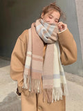 Free Shipping Scarf Headscarf Winter Women Ladies Men Preppy Striped Warm Scarves Soft Pashmina Mujer Female Male Wrap