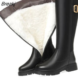 Women Long Boots Genuine Leather 2023 New Large Size Non-slip Rome Women's Winter Boots Warm Wool High Boots