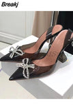 Bowknot Women Pumps Clear Heels For Women Transparent Shoes Summer PVC Slingback High Heel Sandals Ladies Jelly