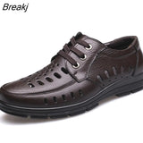 Genuine Leather Shoes Men Summer Sandals Hollow Men's Sandals Male Brand Casual Footwear