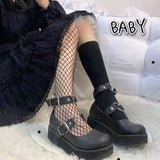 Dropship Sweet Lolita Style Gothic Cosplay Black Pink Cozy Wedges Mary Jane High Heels Pumps Platform Shoes Woman