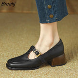 New Retro Woman Shoes for Women British Style Leather Shoes Women Luxury Fashionable Chunky Heel Elegant Women Heels