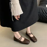 Style Dress, Shallow Mouth, Vintage Leather Shoes, Women's 2024 New Spring And Autumn Flat-Soled Mary Jane